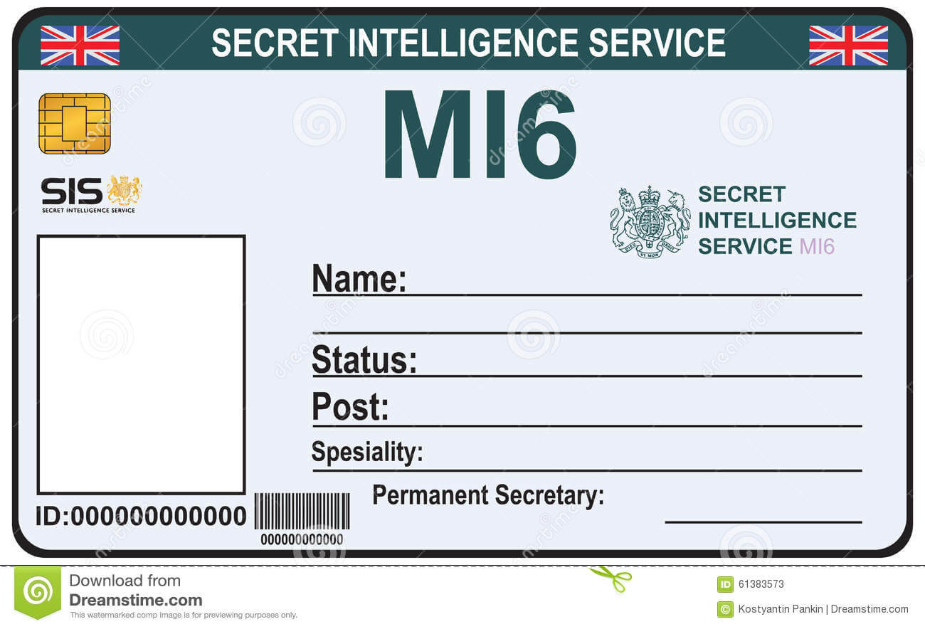 Identity A Secret Agent Of Mi 6 Stock Vector - Illustration With Regard To Mi6 Id Card Template