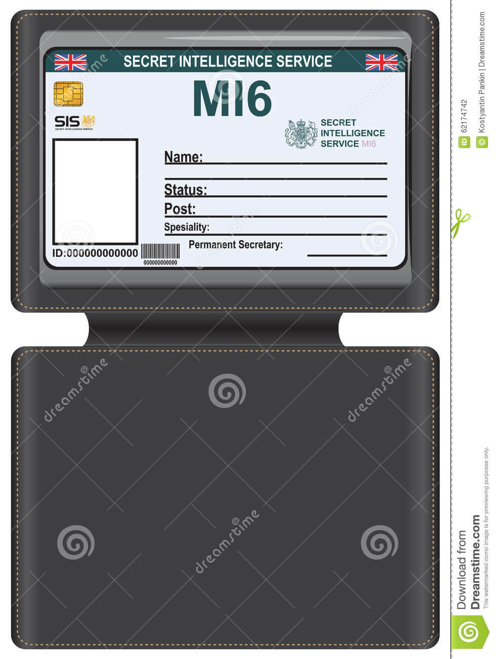Identity Mi6 In A Leather Carrying Case Stock Vector Regarding Mi6 Id Card Template