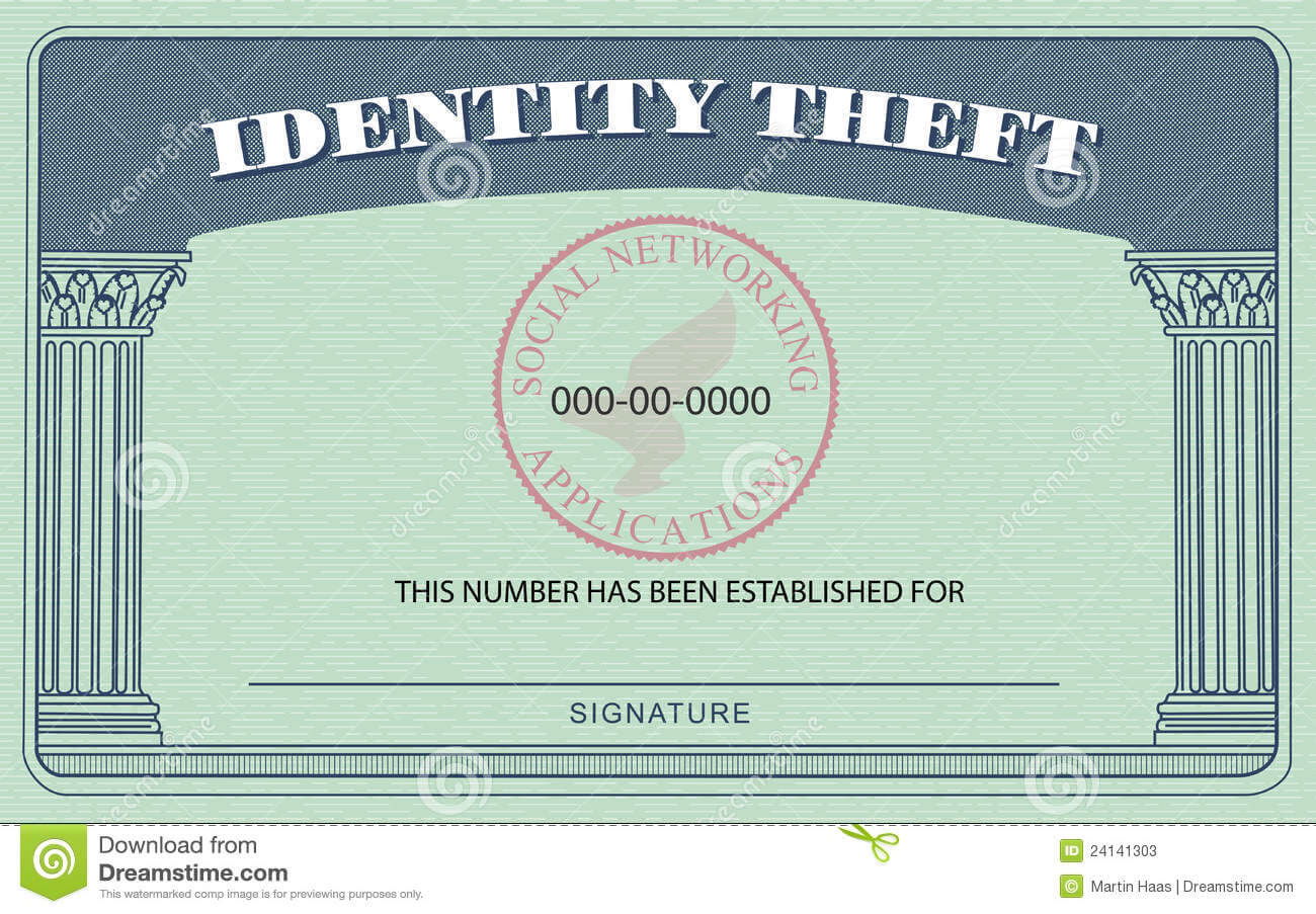 Identity Theft Card Stock Illustration. Illustration Of Inside Fake Social Security Card Template Download