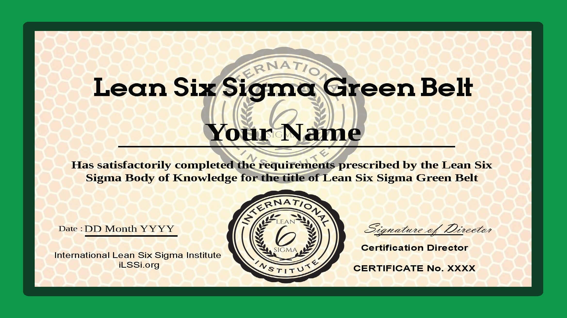Ilssi Green Belt Oct 2019 Template Within Green Belt Certificate Template