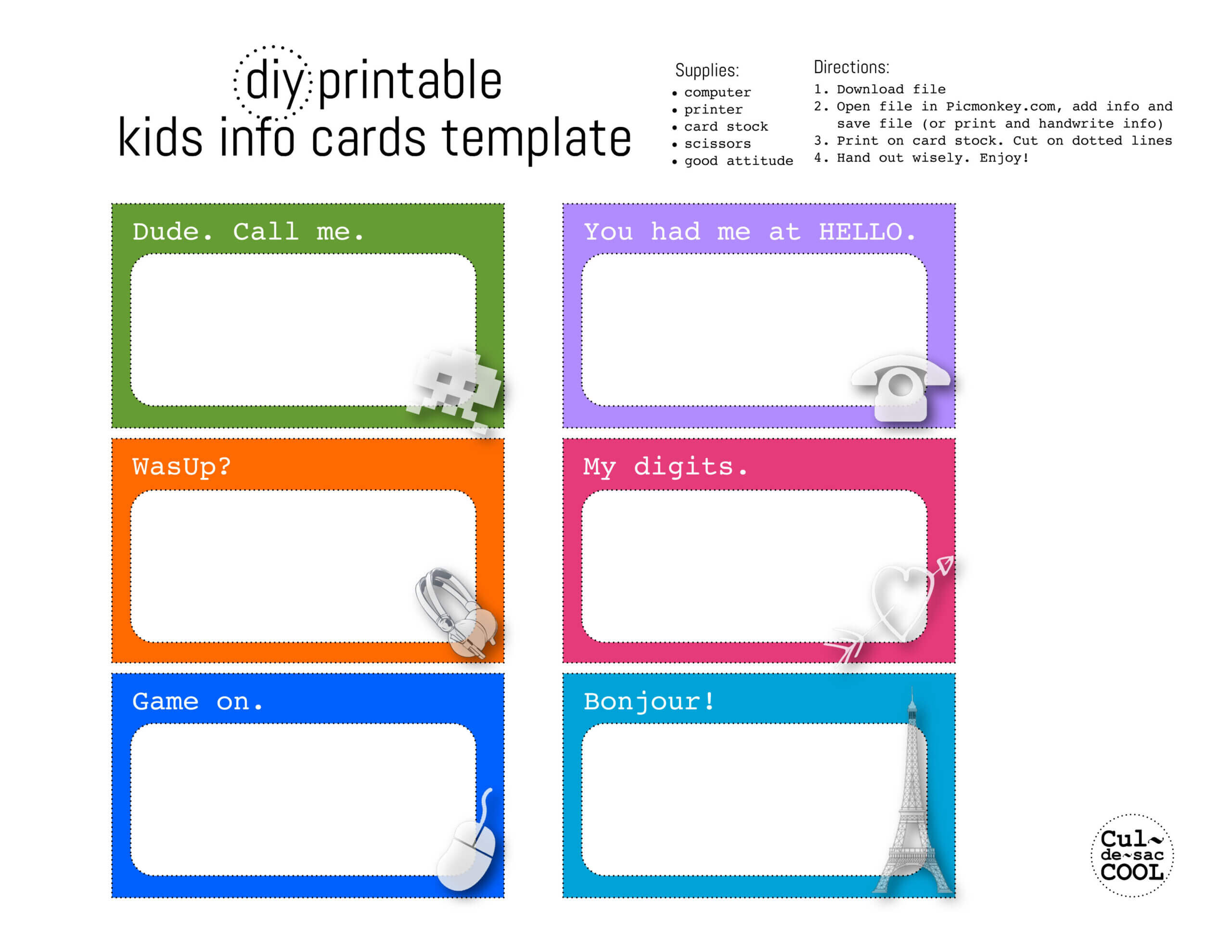Information Card Templates – Calep.midnightpig.co Within Id Card Template For Kids
