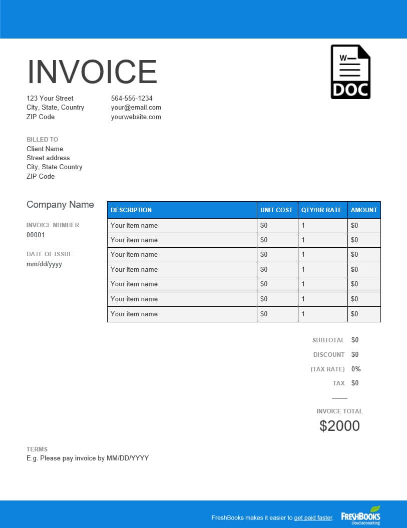 Invoice Template | Create And Send Free Invoices Instantly With Regard To Credit Card Bill Template