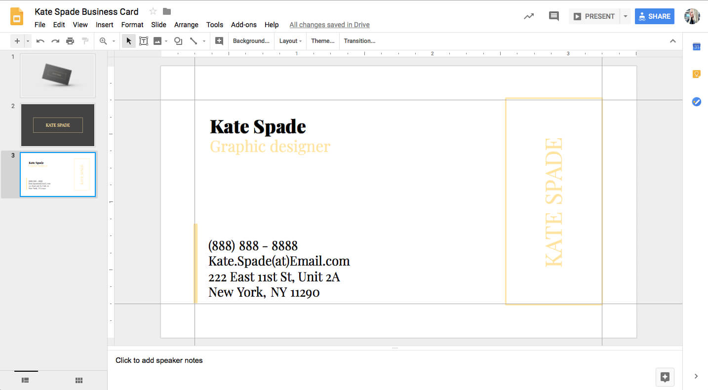 Kate Spade Business Card Template For Google Docs - Stand Intended For Business Card Template For Google Docs