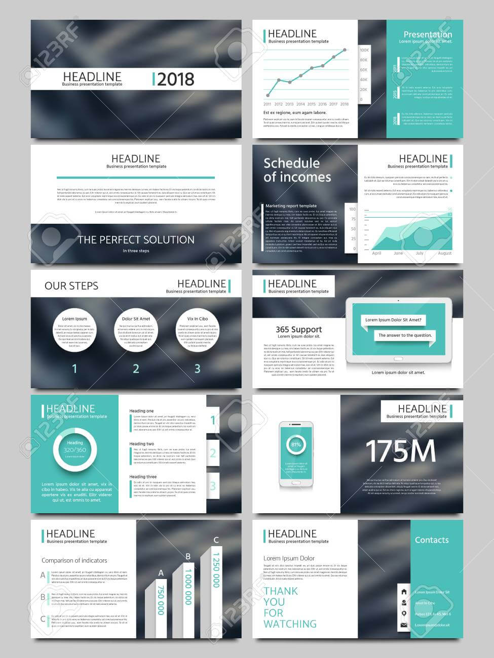 Keynote Style Business Presentation Vector Template. Multipurpose.. With Keynote Brochure Template