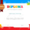 Kids Diploma Or Certificate Template With Colorful Background Within Children's Certificate Template