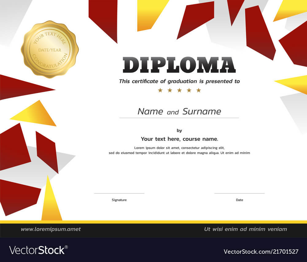 Kids Diploma Or Certificate Template With Gold With Free Softball Certificate Templates