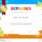Kids Diploma Or Certificate Template With Hand Drawing For Children's Certificate Template