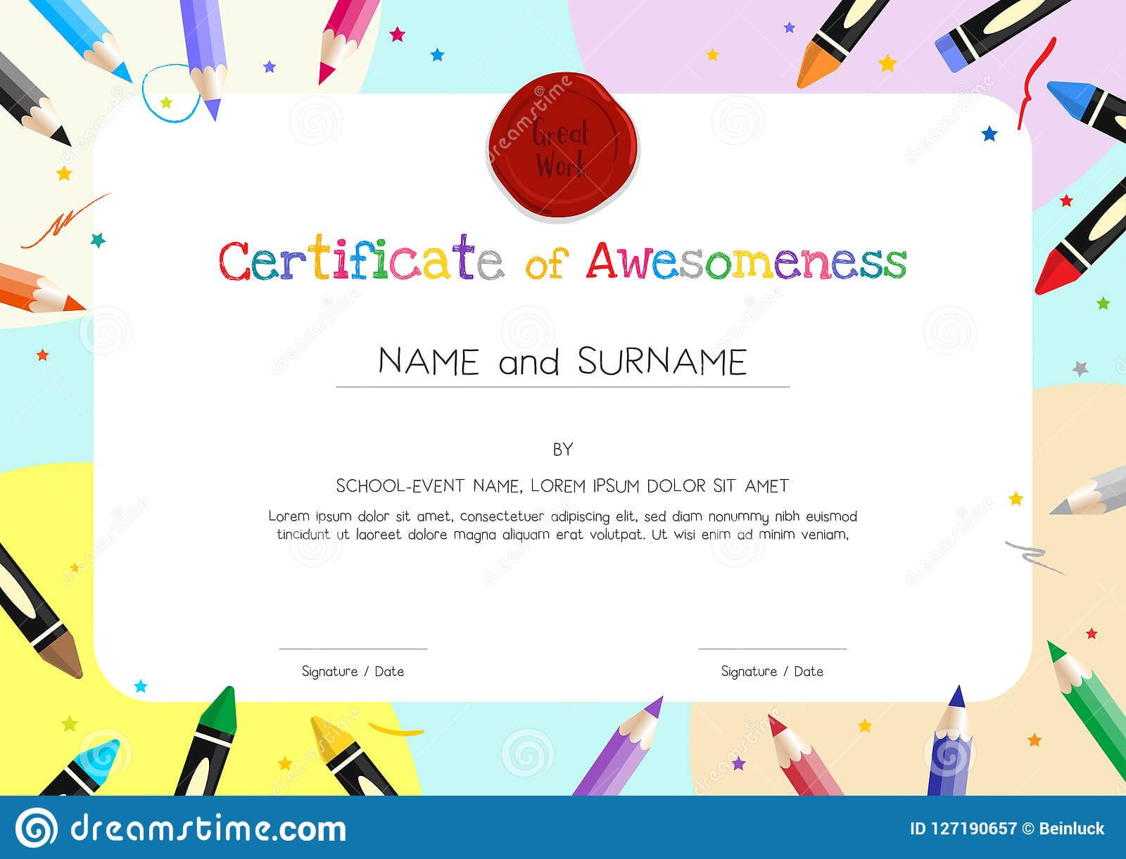Kids Diploma Or Certificate Template With Painting Stuff With Preschool Graduation Certificate Template Free