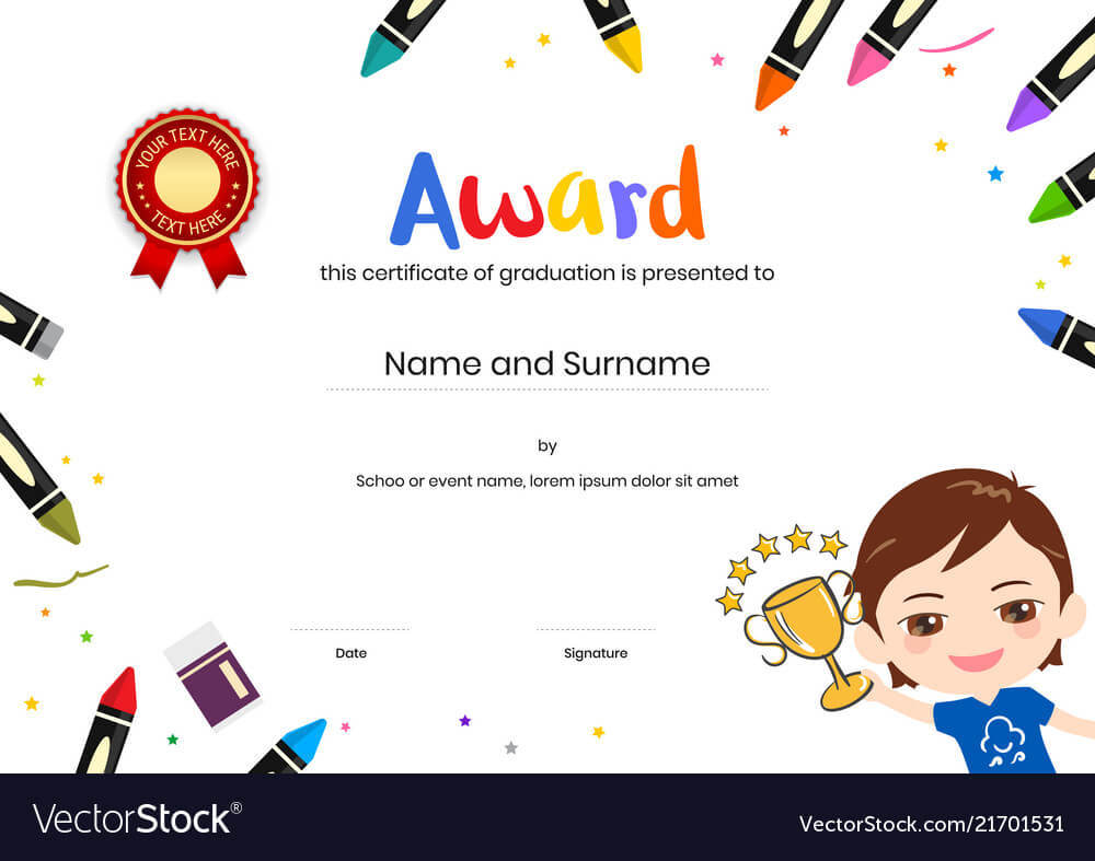 Kids Diploma Or Certificate Template With With Certificate Of Achievement Template For Kids