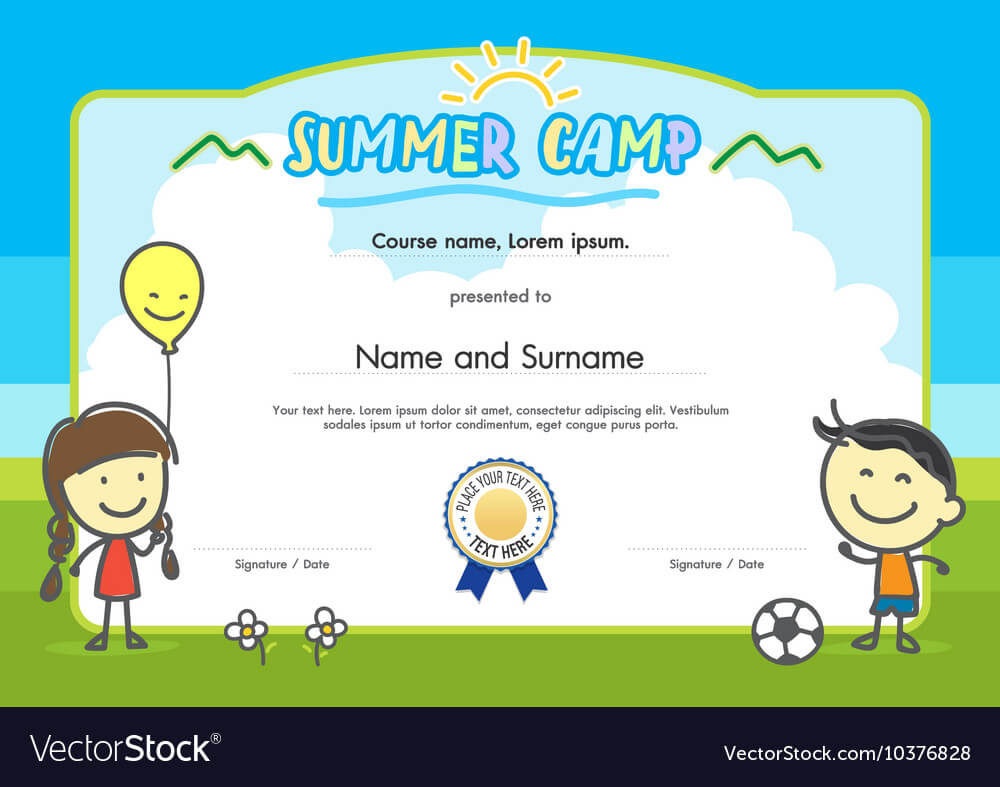 Kids Summer Camp Certificate Document Template Regarding Summer Camp Certificate Template