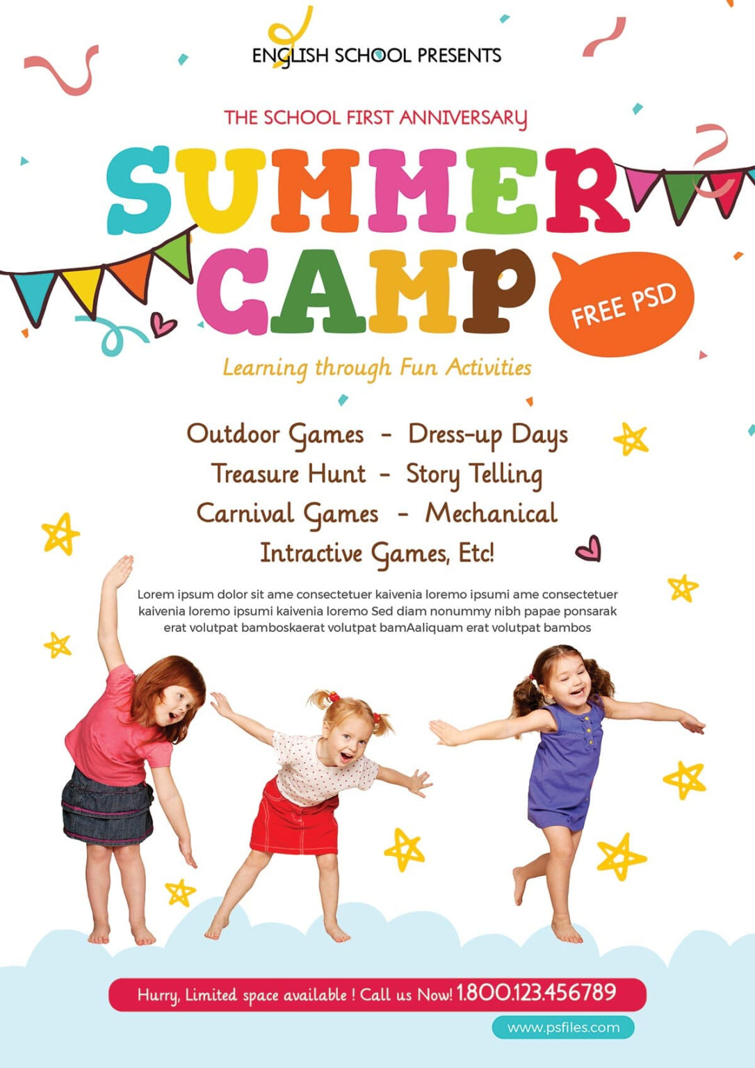 Kids Summer Camp Party Free Psd Flyer Template Stockpsd Within Summer