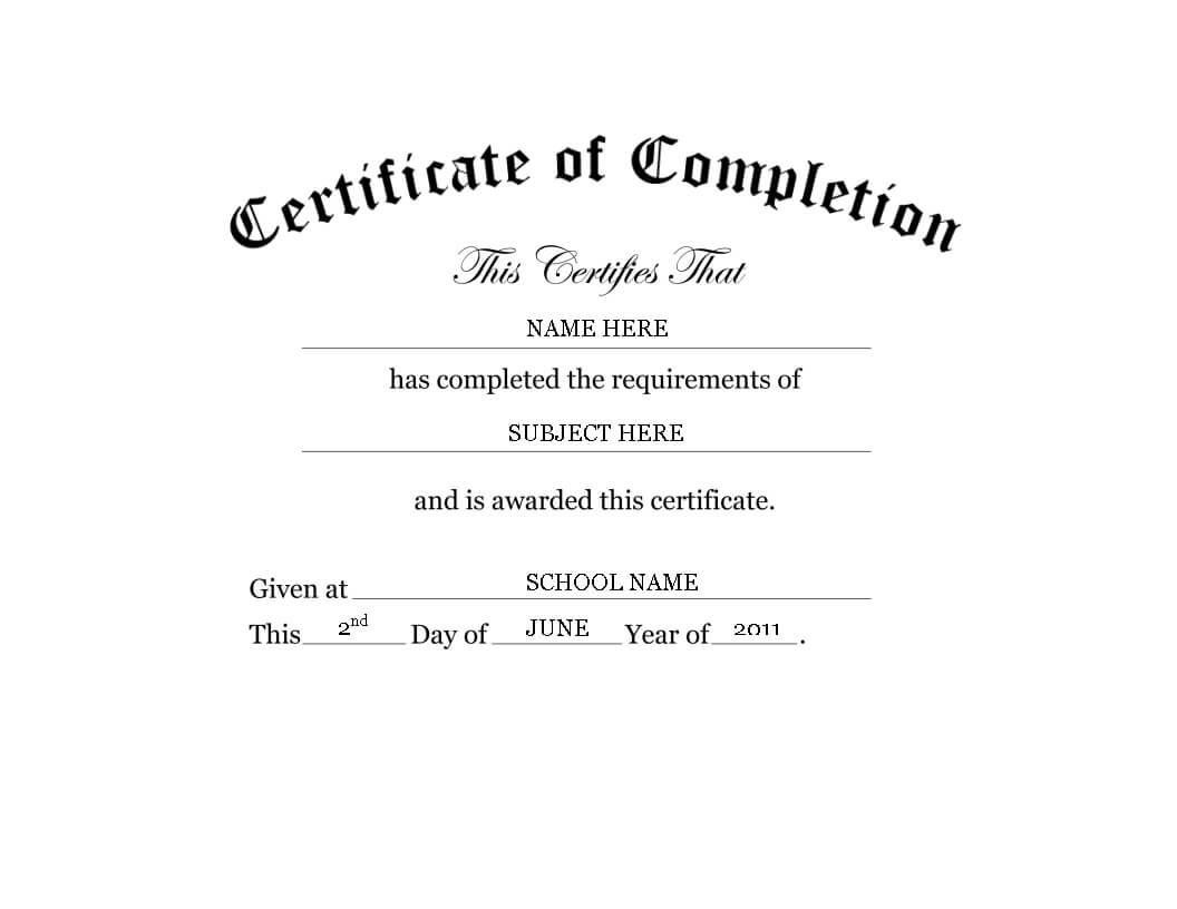 Kindergarten Preschool Certificate Of Completion Word With Certificate Of Completion Template Word