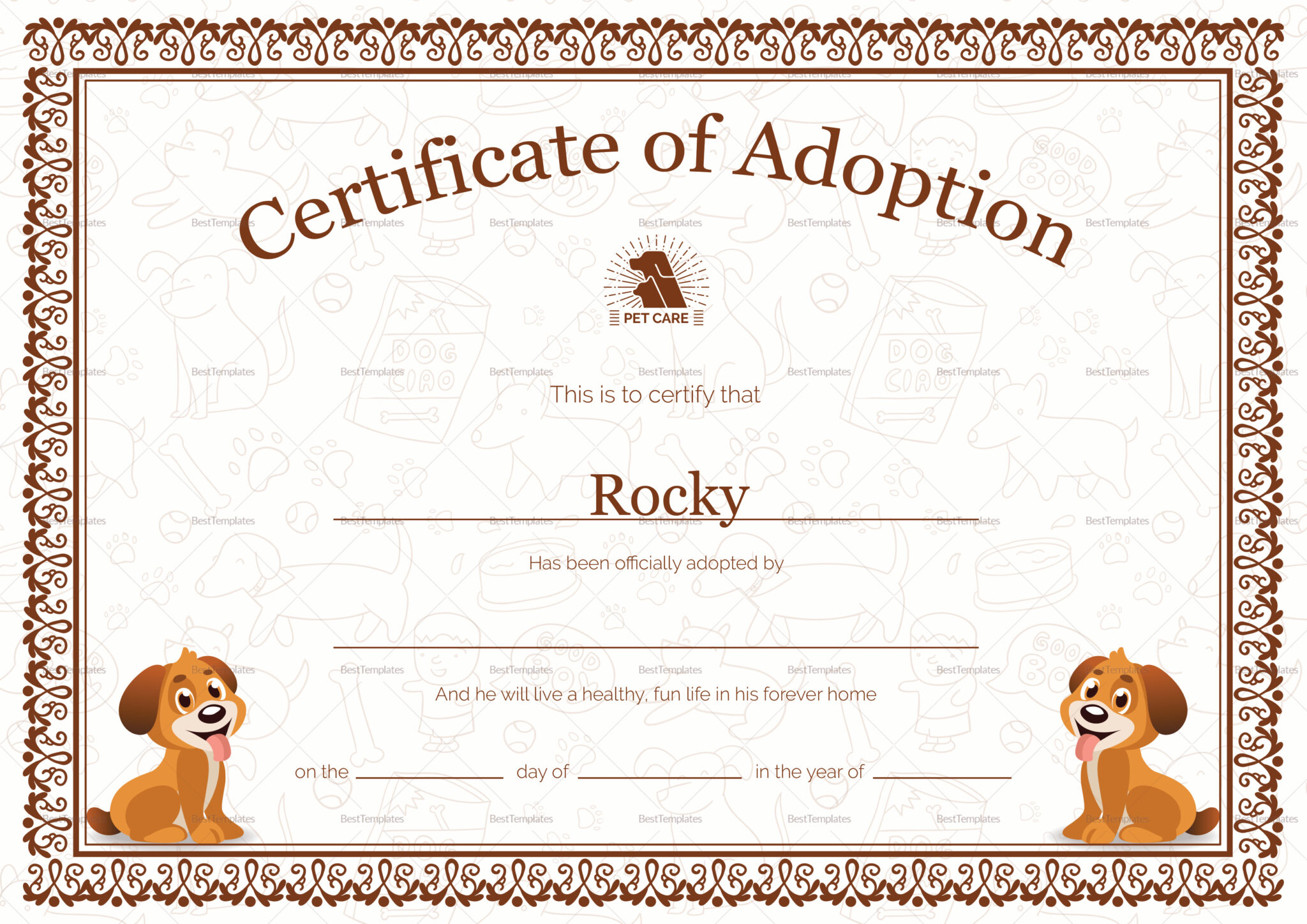 Kitten Adoption Certificate With Child Adoption Certificate Template 