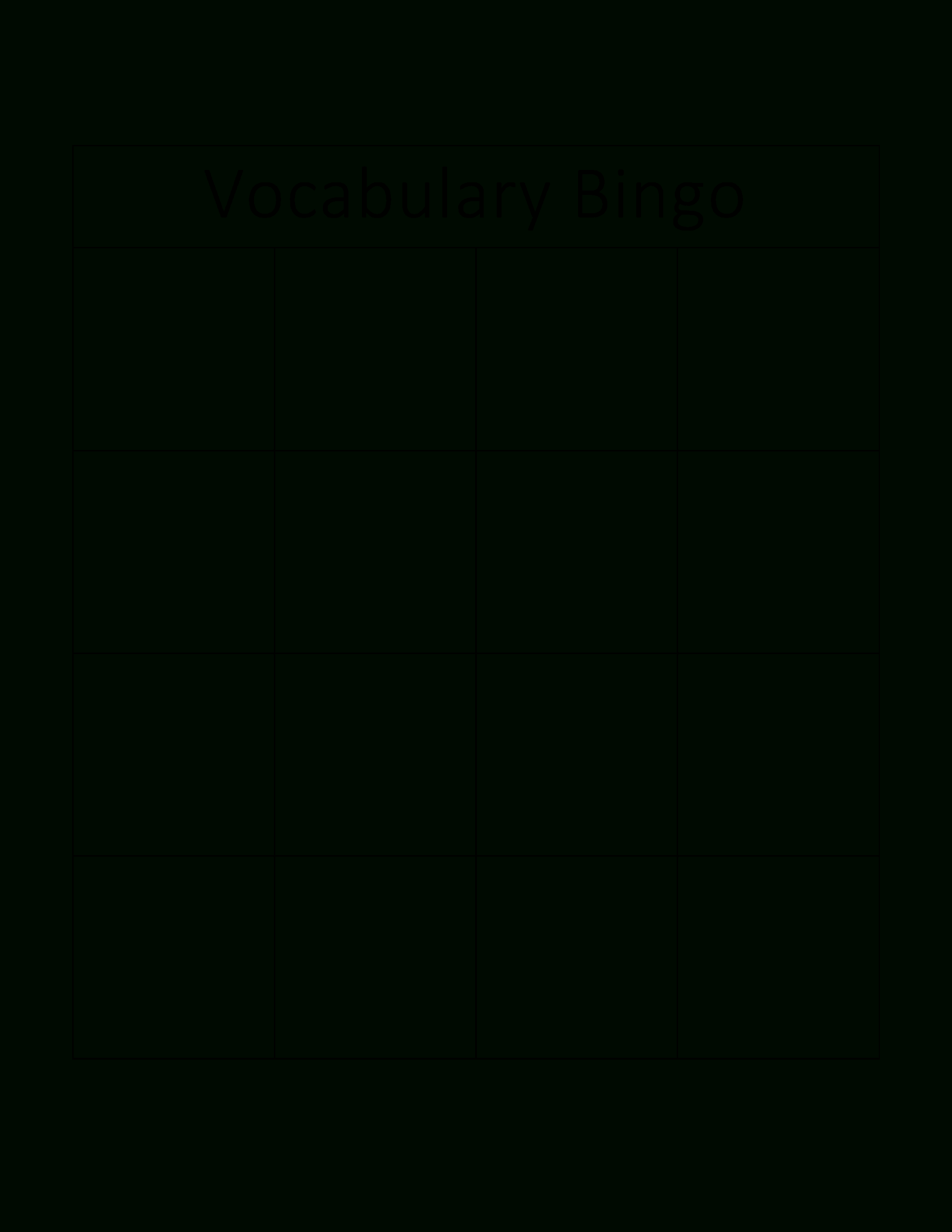 Kostenloses Vocabulary Bingo Card Throughout Blank Bingo Card Template Microsoft Word