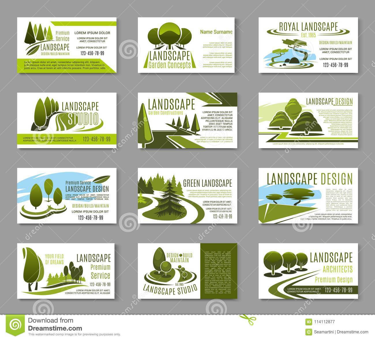Landscape Design Studio Business Card Template Stock Vector With Lawn Care Business Cards Templates Free