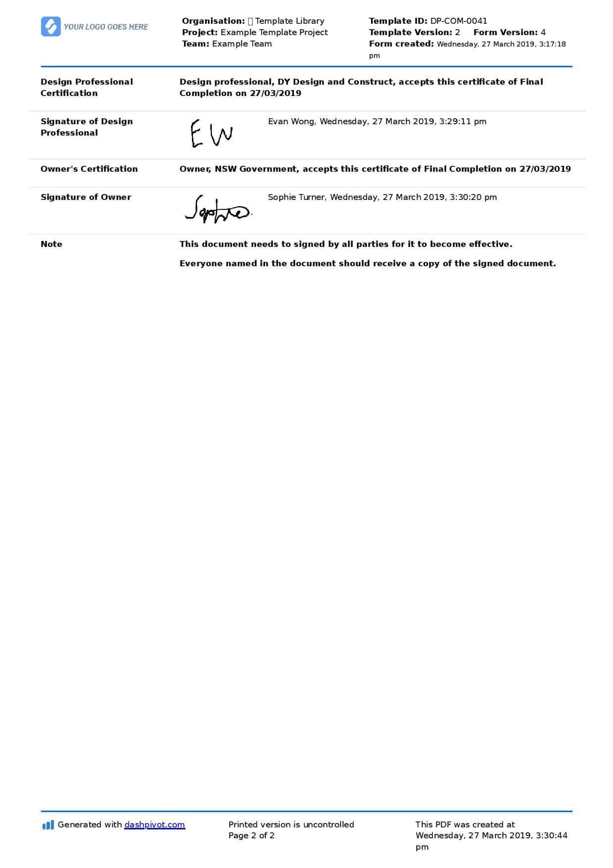 Letter Of Completion Of Work Sample (Use Or Copy For Yourself) In Practical Completion Certificate Template Uk