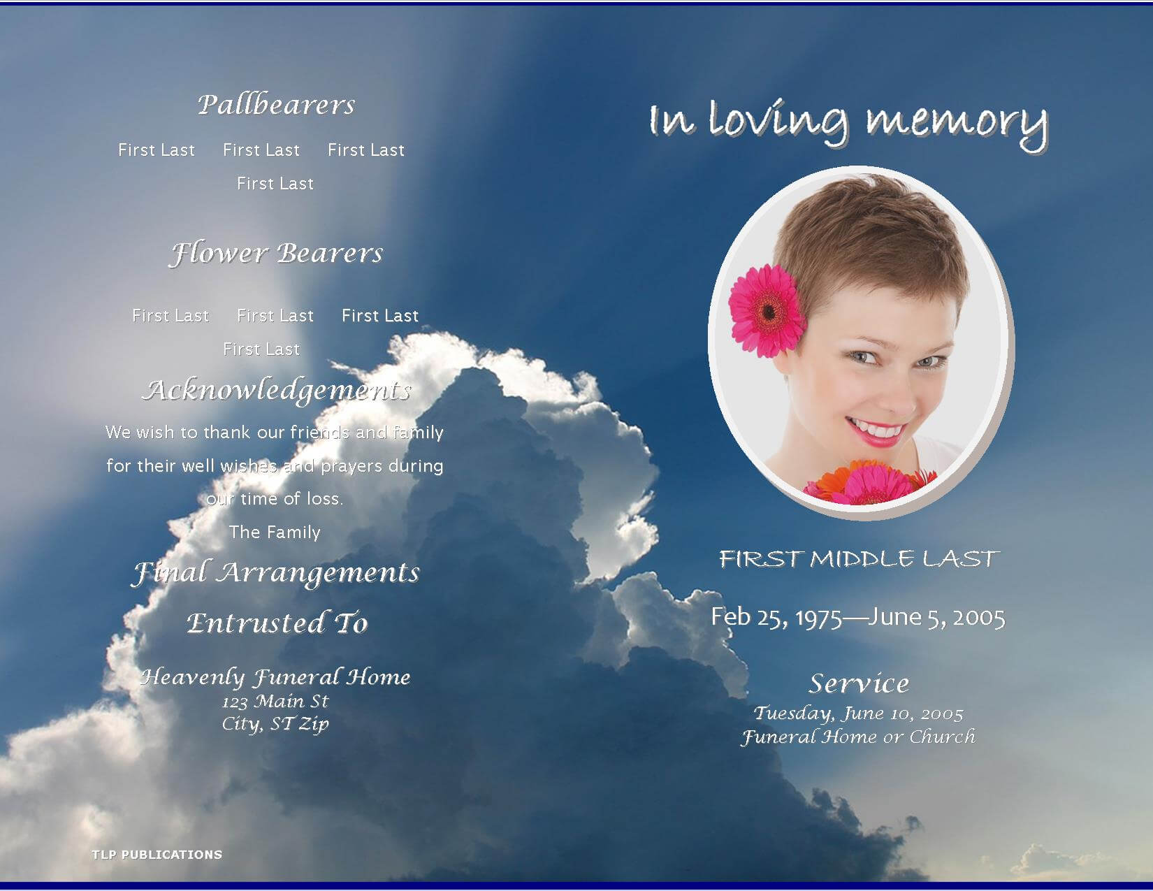 Lifecycleprints ~ Celebration Of Life & Funeral Program Intended For Memorial Card Template Word