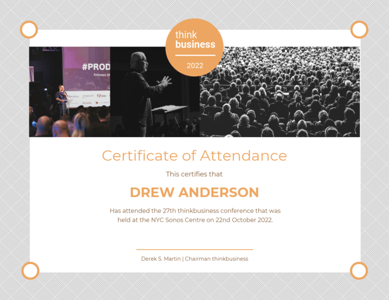 Certificate Of Attendance Conference Template