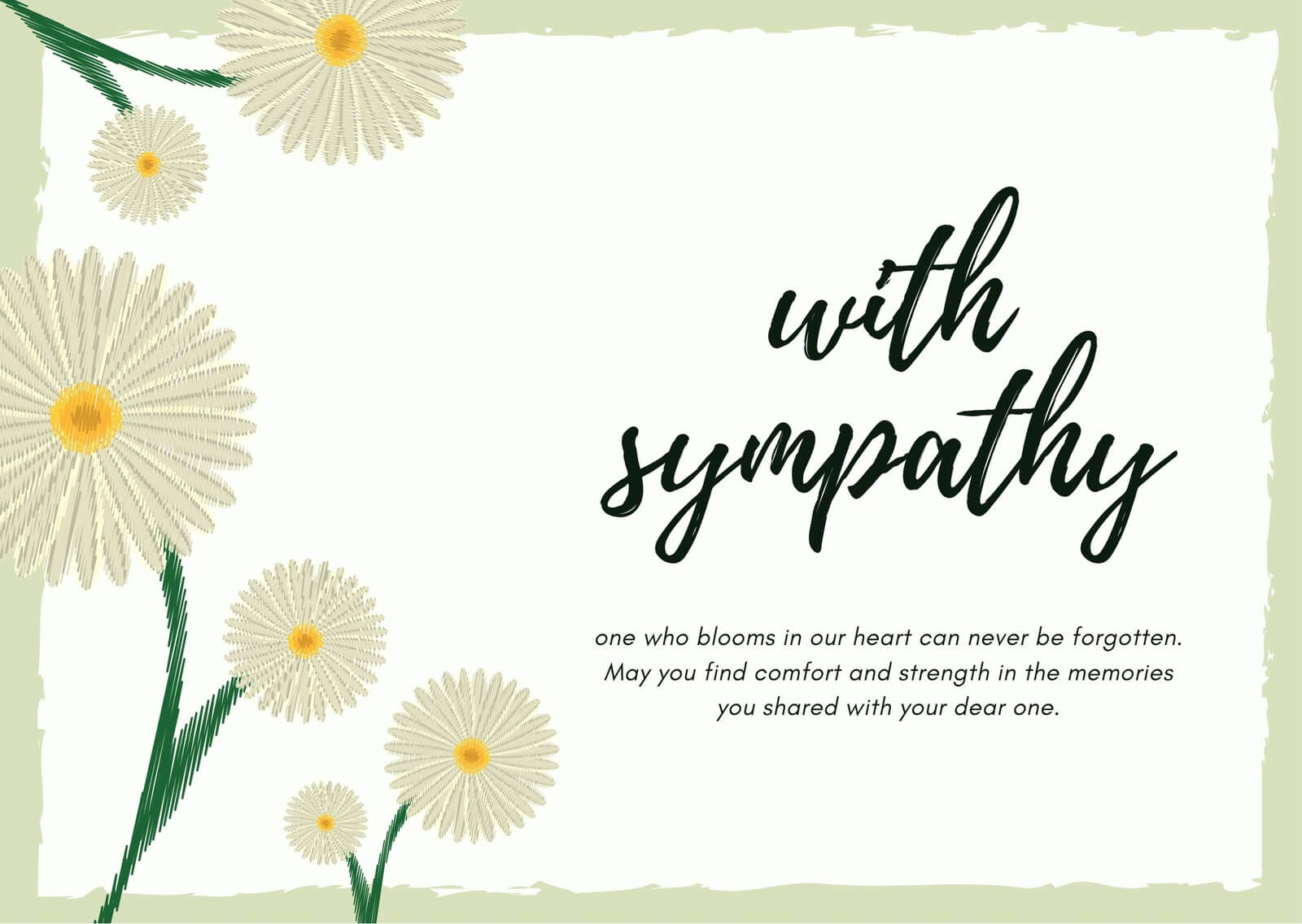 Light Green Daisy Flower Sympathy Card – Templatescanva Regarding Sympathy Card Template