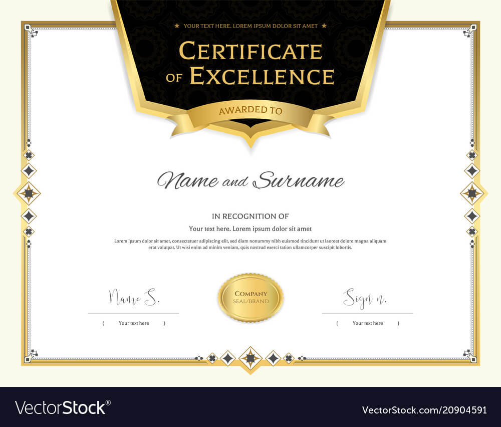 Luxury Certificate Template With Elegant Border In High Resolution Certificate Template