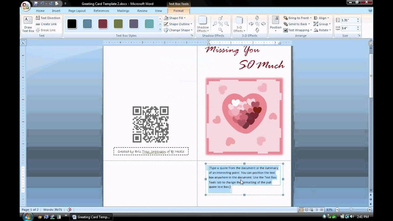 Make A Greeting Card In Word - Calep.midnightpig.co For Birthday Card Template Microsoft Word