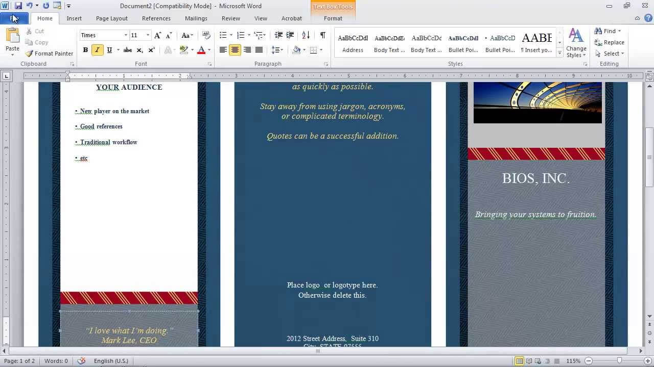 Making A Pamphlet In Word 2013 – Calep.midnightpig.co For Word 2013 Brochure Template