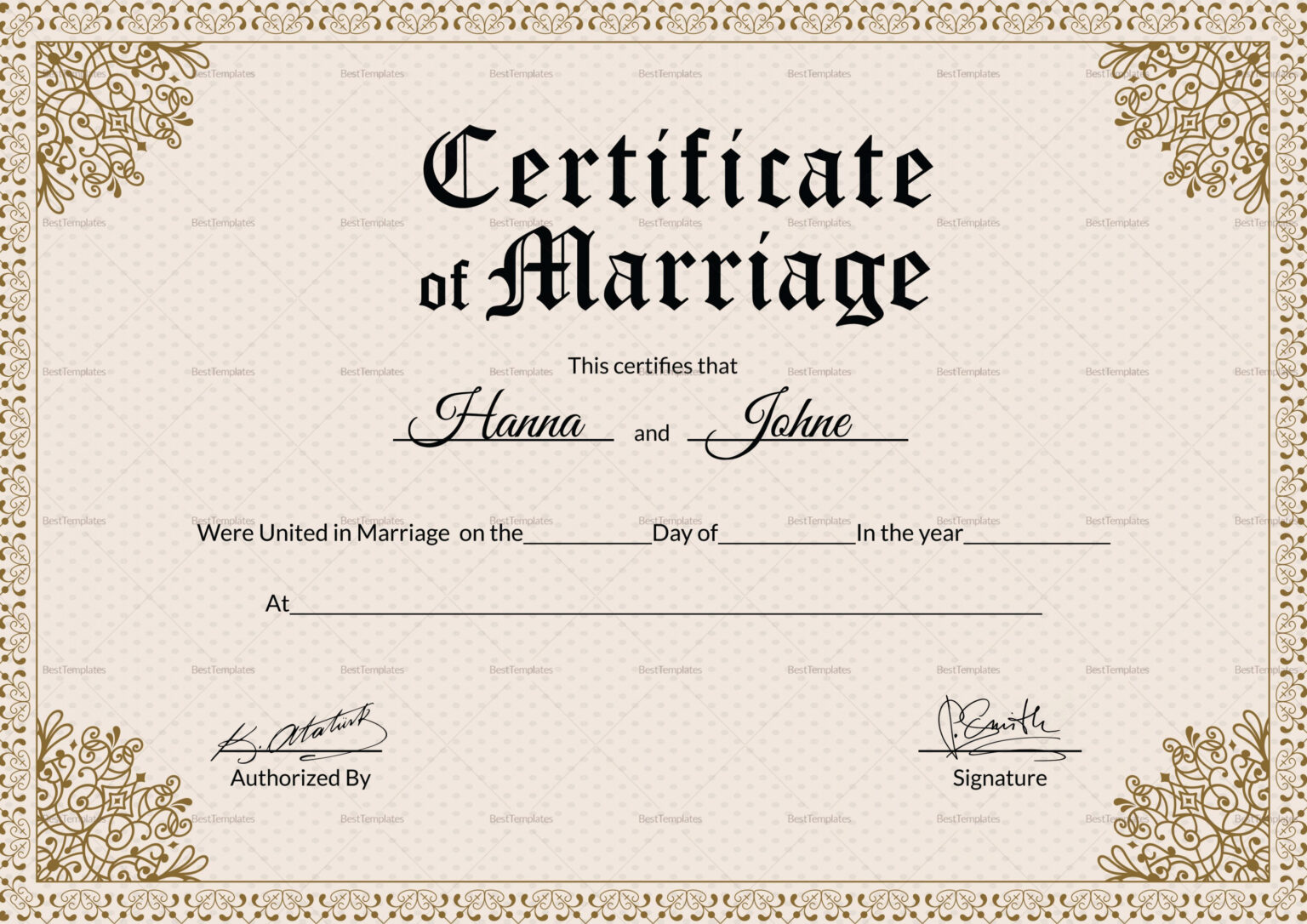 Marriage Certificate Design – Yeppe.digitalfuturesconsortium In Blank ...