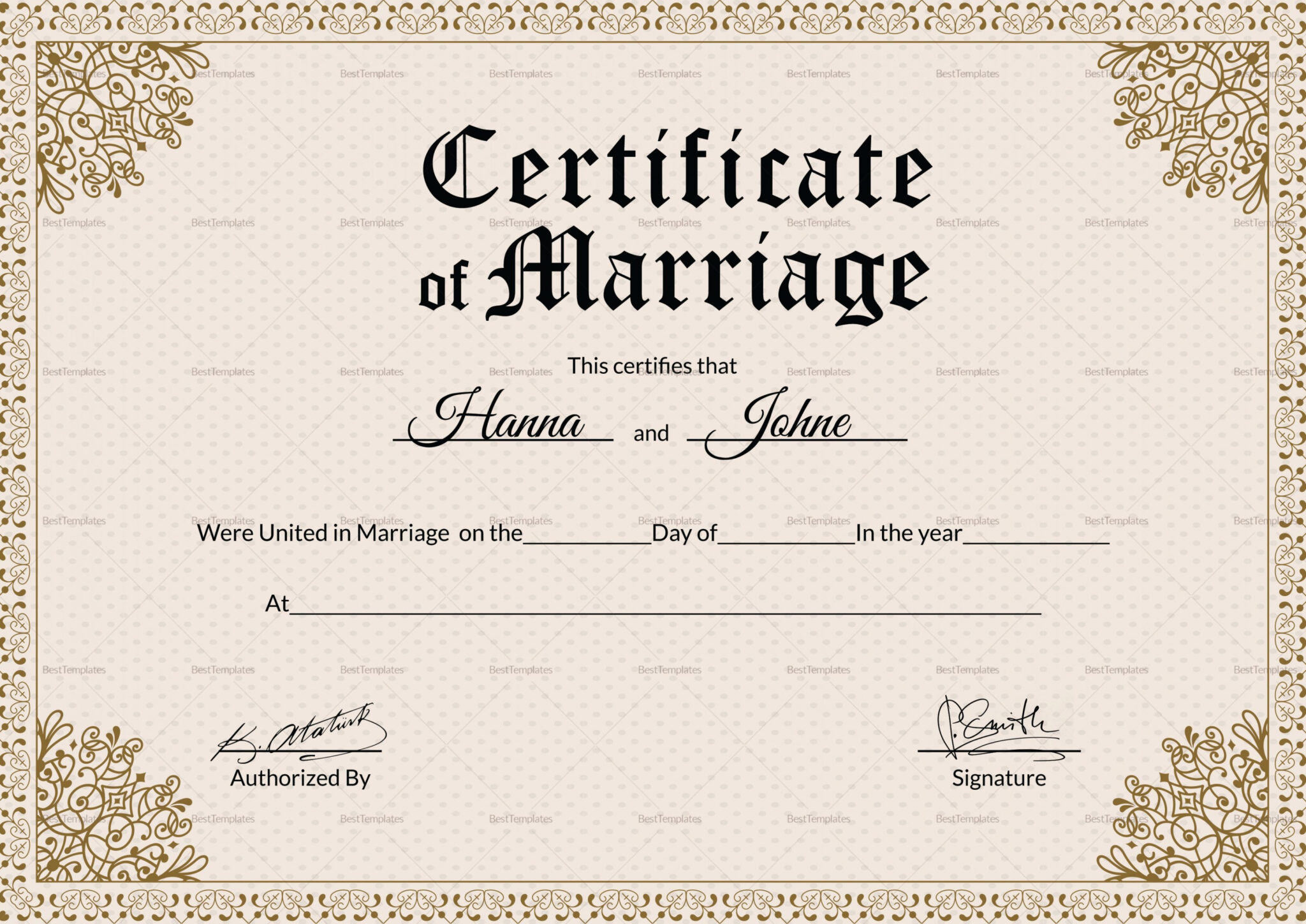 Marriage Certificate Design Yeppe digitalfuturesconsortium In Blank