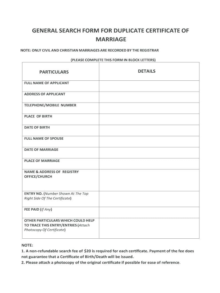 Marriage Certificate Format – Fill Online, Printable Inside Certificate Of Disposal Template