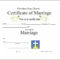 Marriage Certificate Template – Certificate Templates In Certificate Of Marriage Template