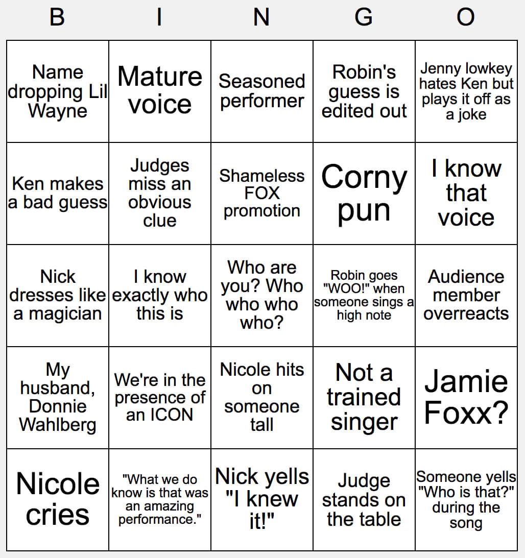 Masked Singer Bingo Card Template!! : Themaskedsinger Within Clue Card Template