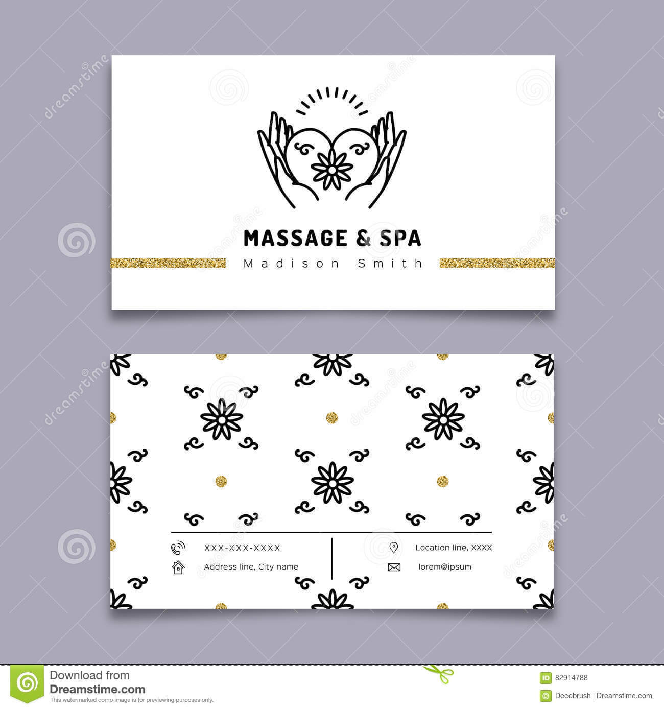 Massage And Spa Therapy Business Card Template, Trendy Line Inside Massage Therapy Business Card Templates