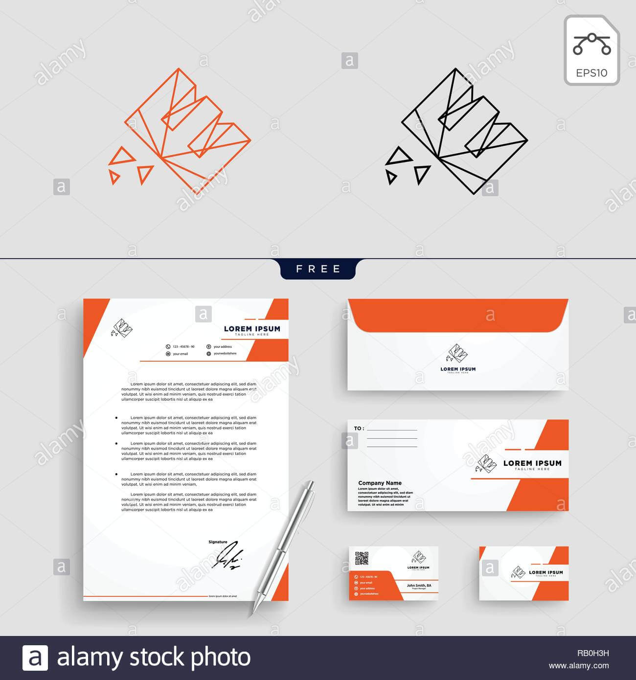 Minimal E Initial Logo Template Vector Illustration And Regarding Business Card Letterhead Envelope Template