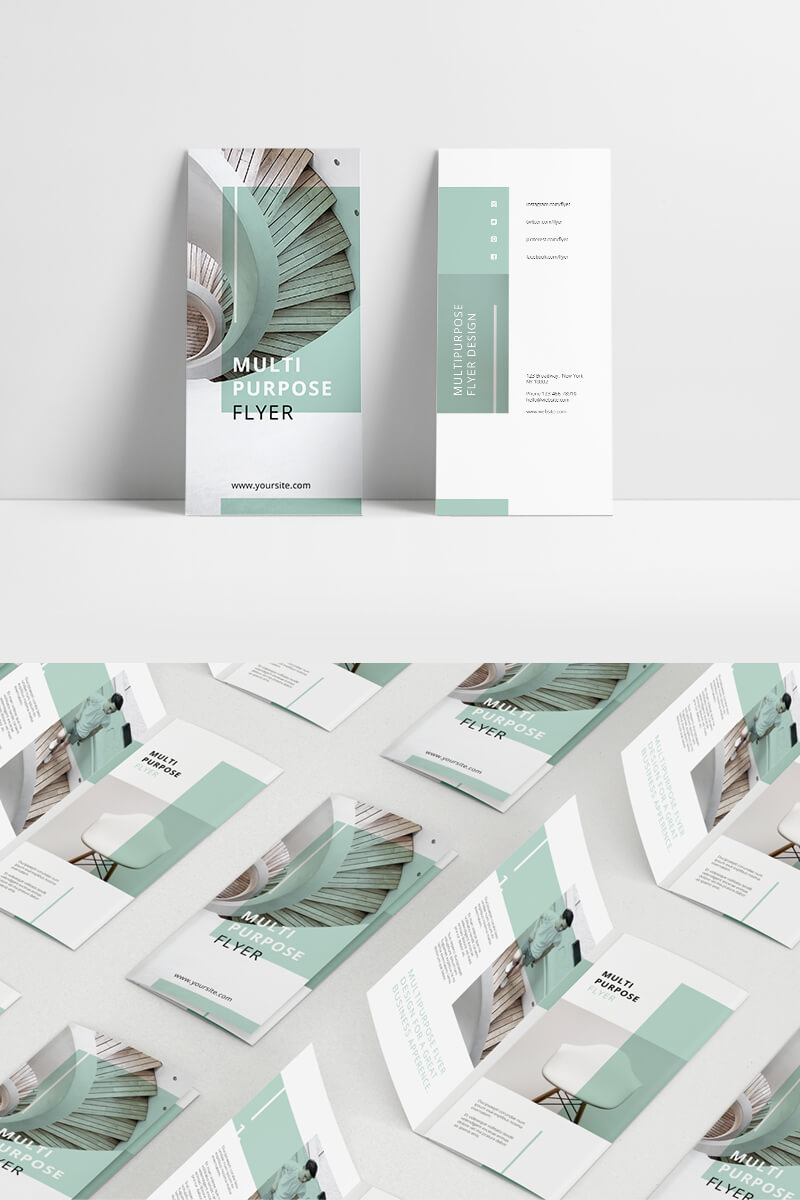Mint Multipurpose Trifold Brochure Corporate Identity Template Within Letter Size Brochure Template