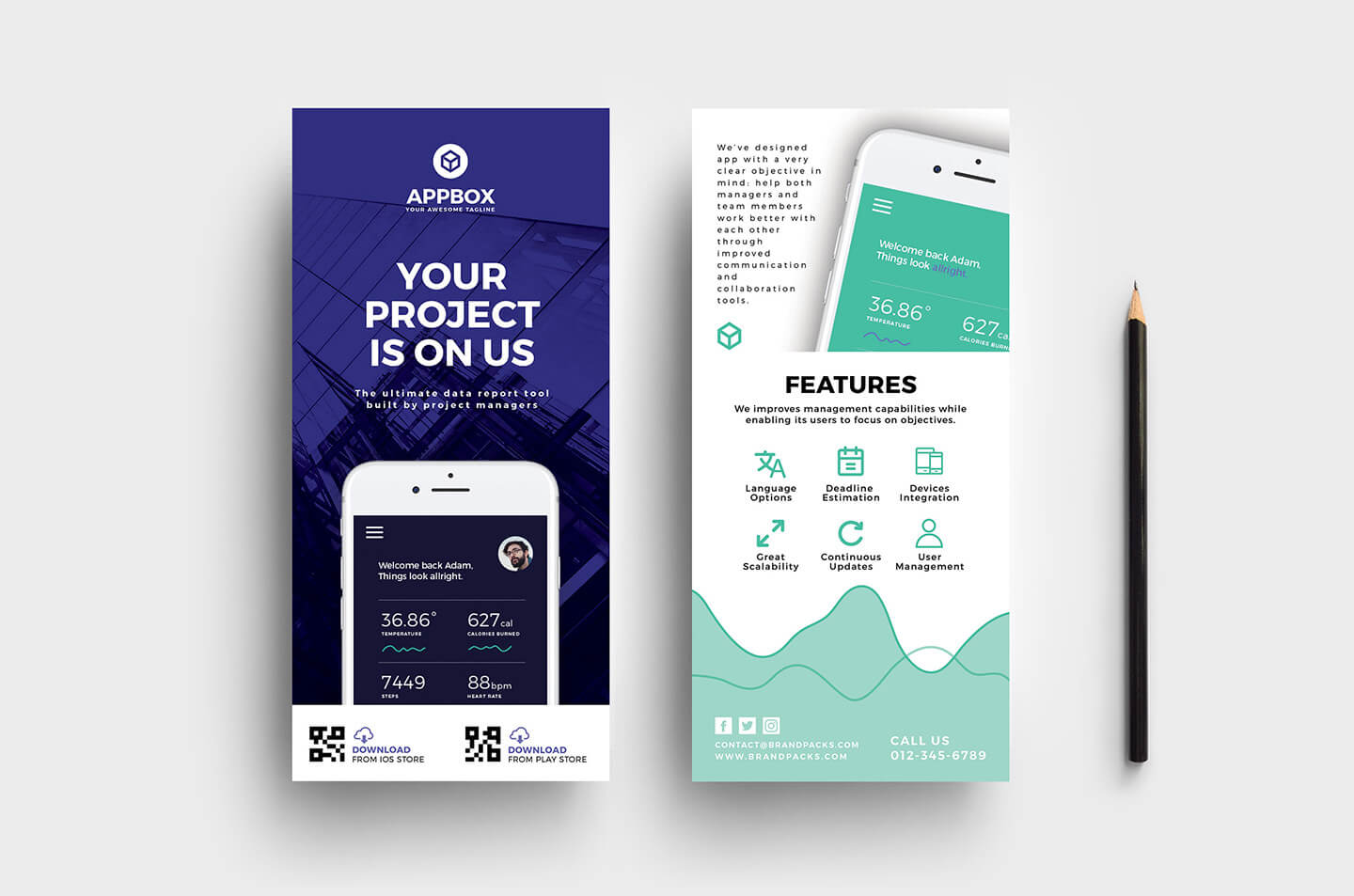 Mobile App Dl Card Template – Psd, Ai & Vector – Brandpacks In Dl Card Template