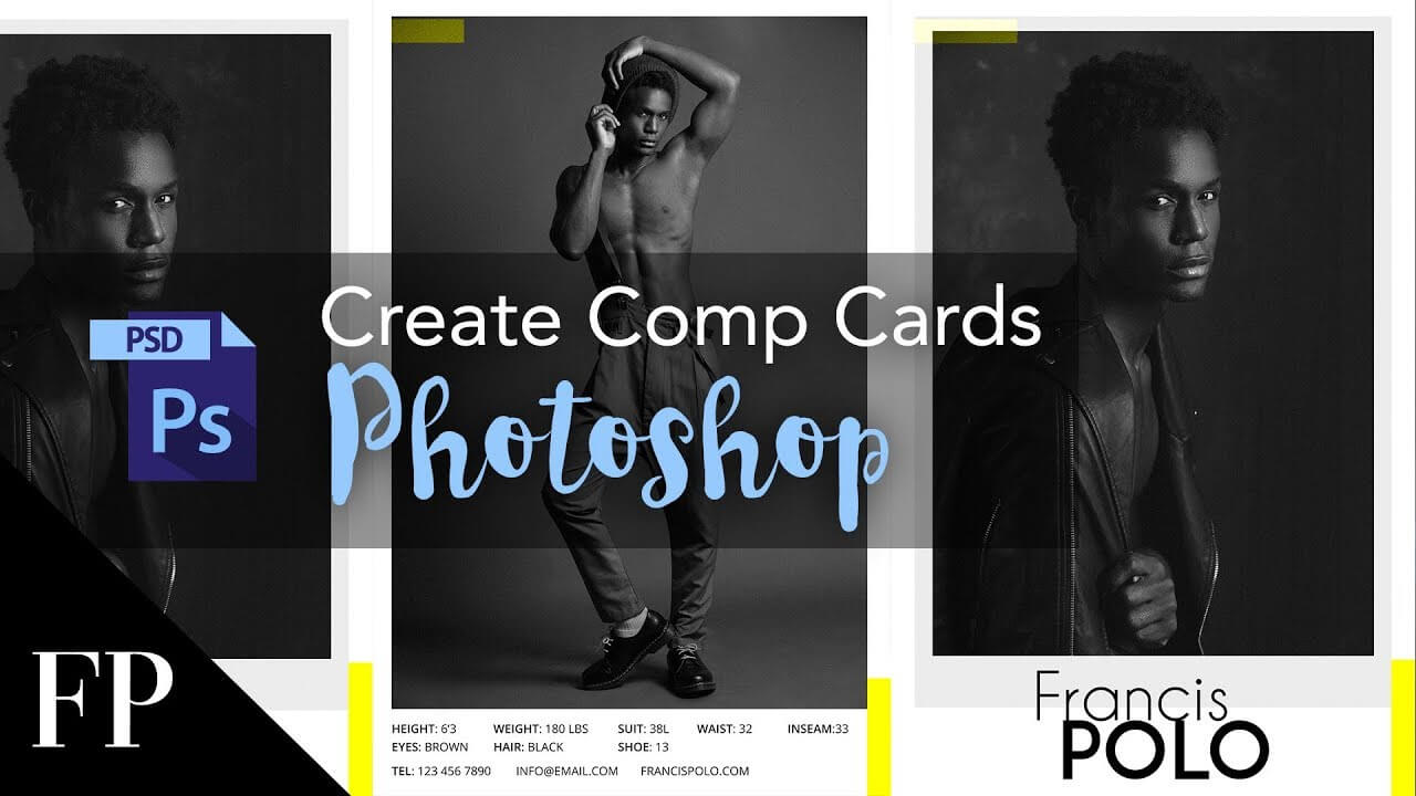 Model Comp Card With Adobe Photoshop + Free Template Inside Free Model Comp Card Template Psd