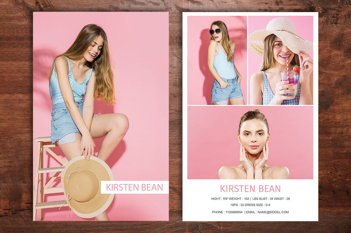 Modeling Comp Card Template, Fashion Model Comp Card, Ms Word & Adobe  Photoshop Template, Instant Download For Download Comp Card Template