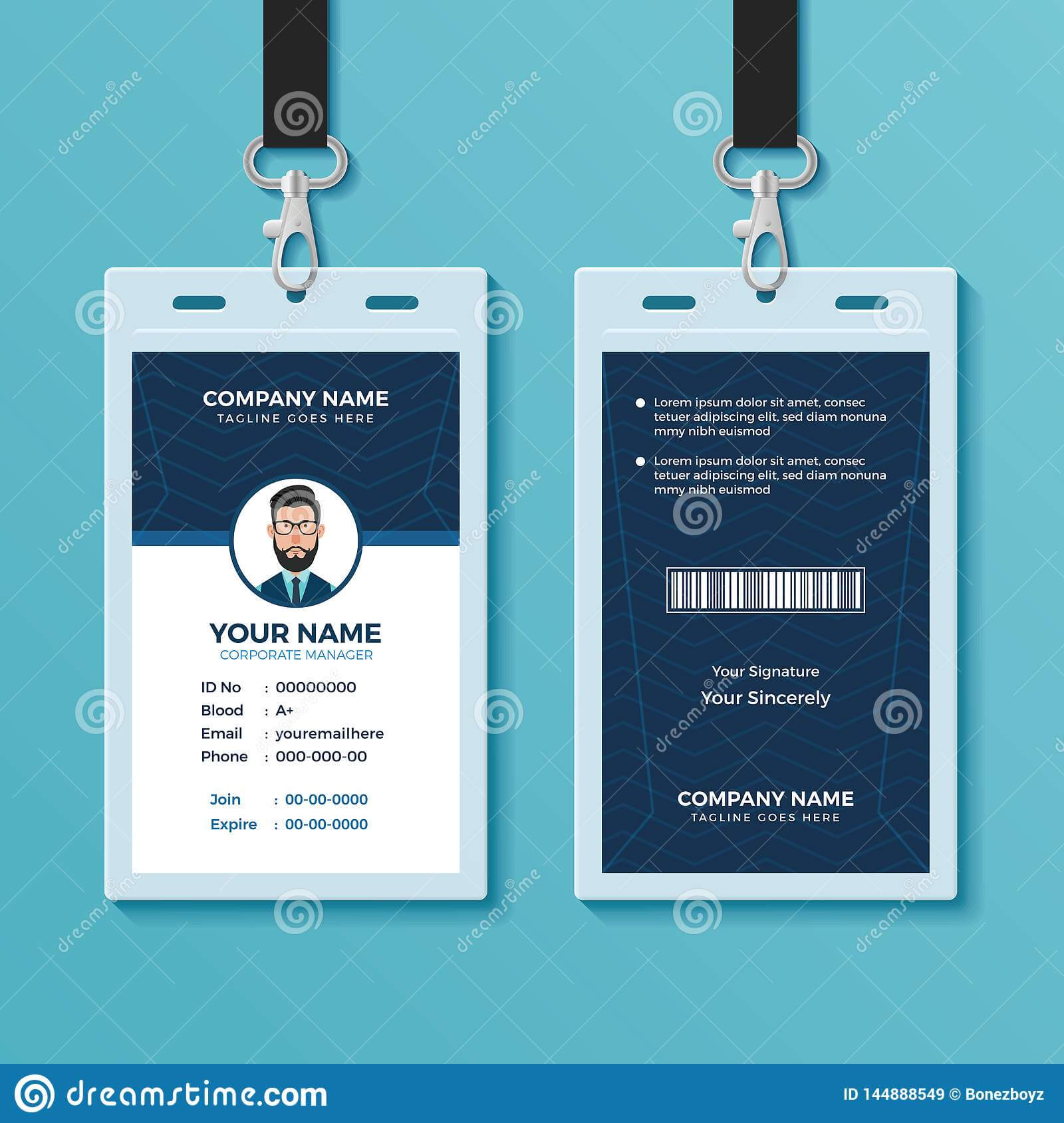 Modern And Clean Id Card Design Template Stock Vector In Company Id Card Design Template