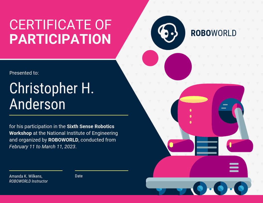 Modern Certificate Of Participation Template Throughout Donation Certificate Template