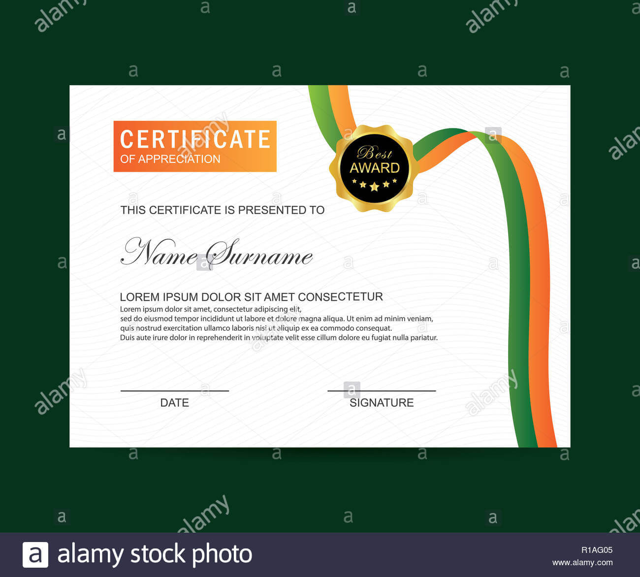 Modern Certificate Template And Background Stock Photo For Borderless Certificate Templates