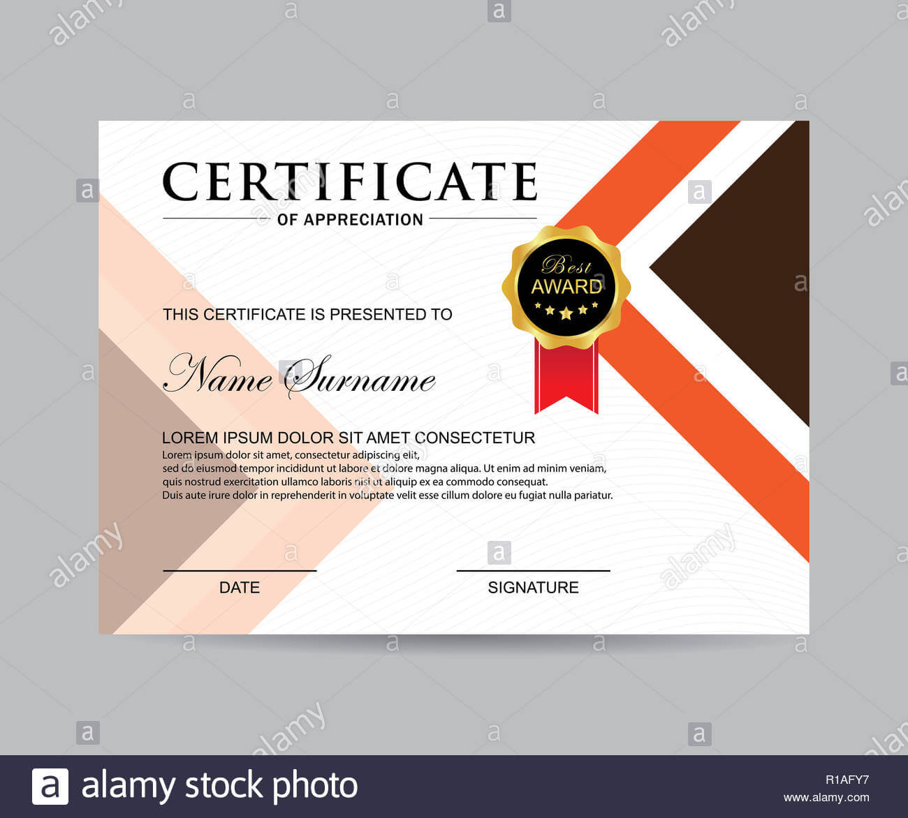 Modern Certificate Template And Background Stock Photo Within Borderless Certificate Templates