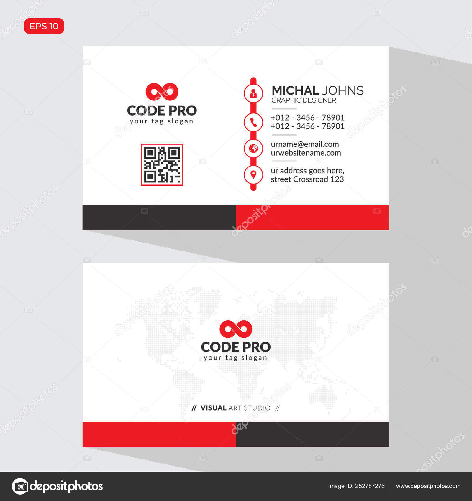 Modern Creative Business Card Name Card Horizontal Simple Within Place Card Size Template