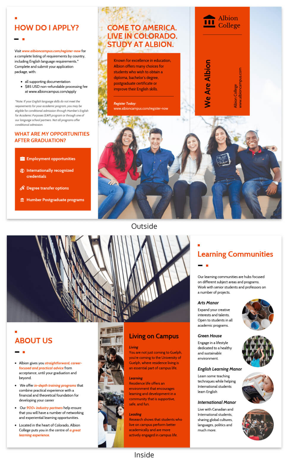 Modern Orange College Tri Fold Brochure Template Inside Training Brochure Template