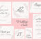 Modern Pink Wedding Suite Collection Card Templates With Pink.. Intended For Table Number Cards Template