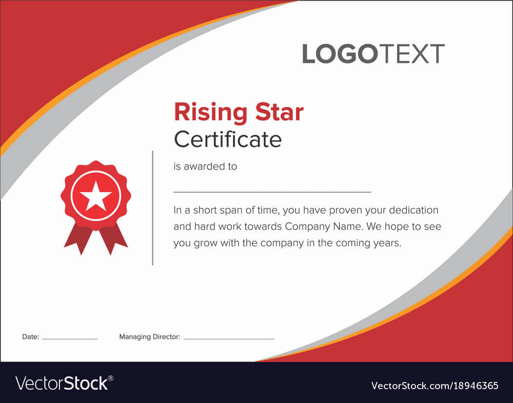 Modern Red Rising Star Certificate Throughout Star Performer Certificate Templates