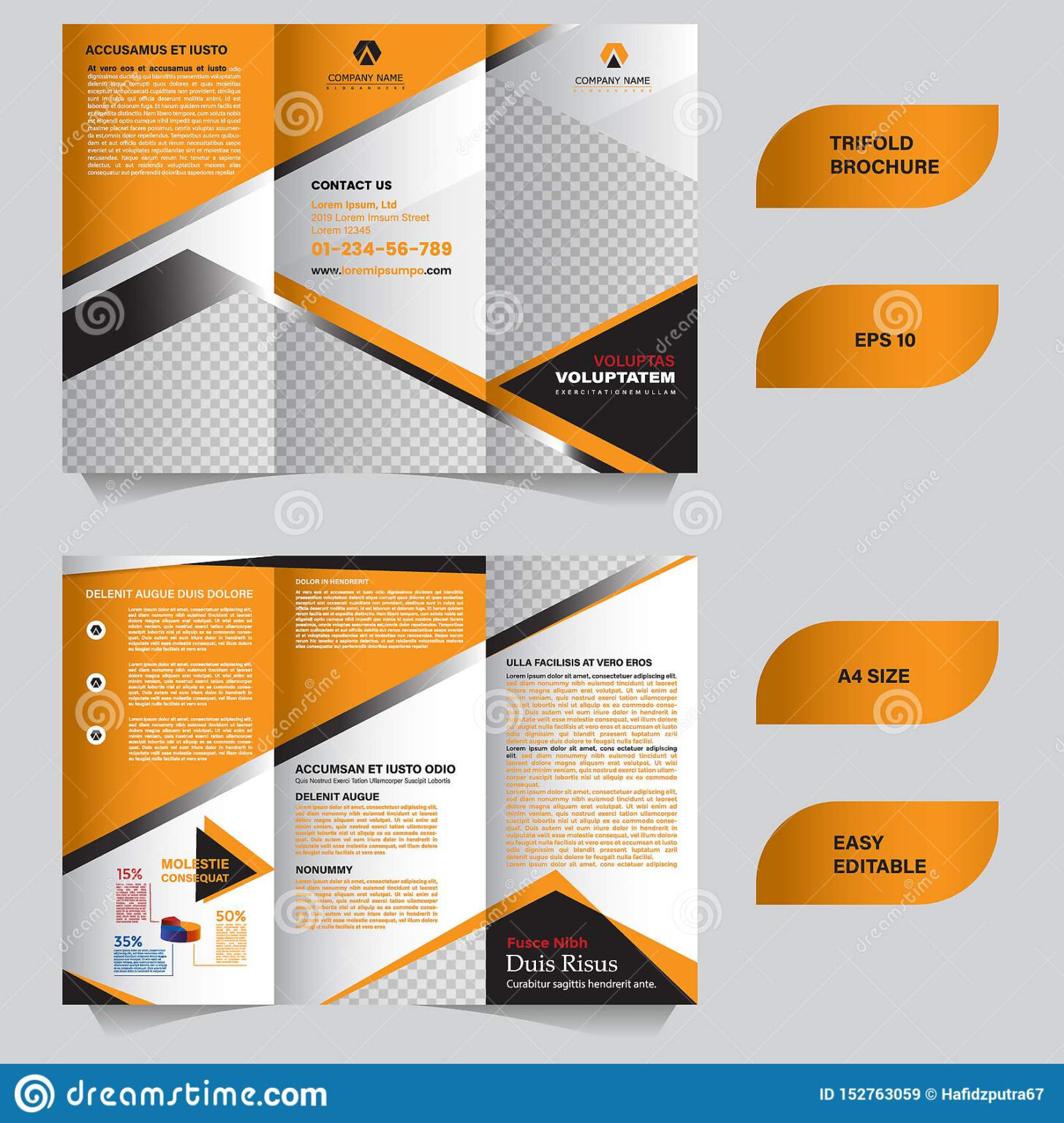 Modern Trifold Brochure Template With Flat And Elegant For Tri Fold