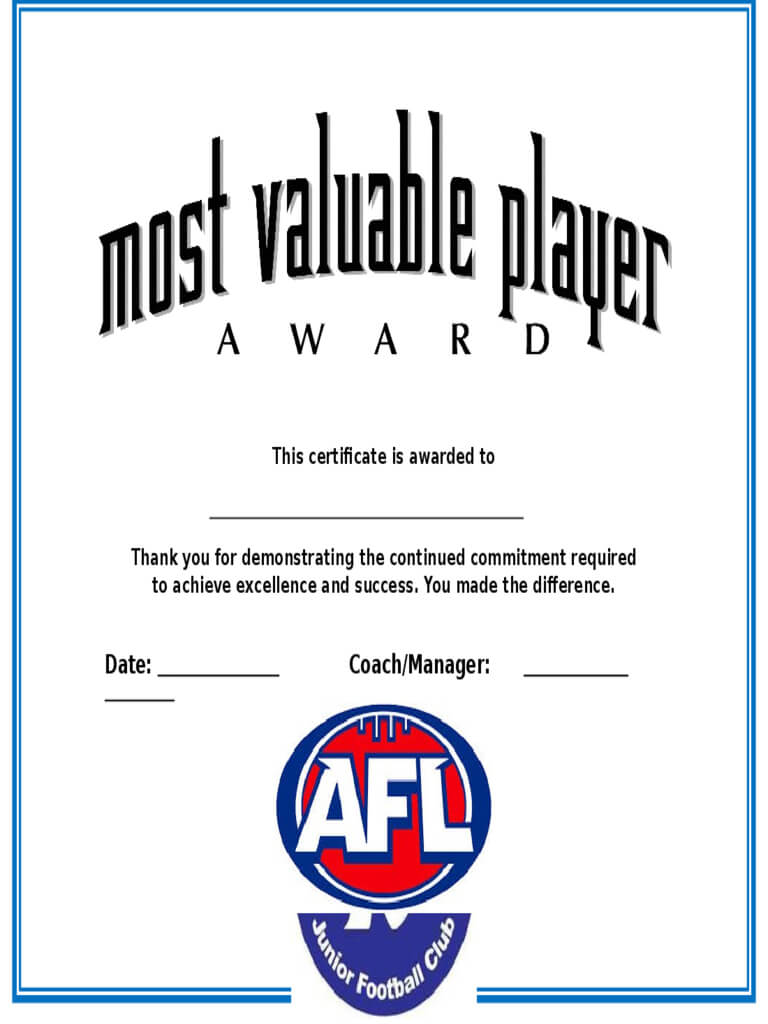 Most Valuable Player Award Wording – Calep.midnightpig.co Intended For Softball Award Certificate Template