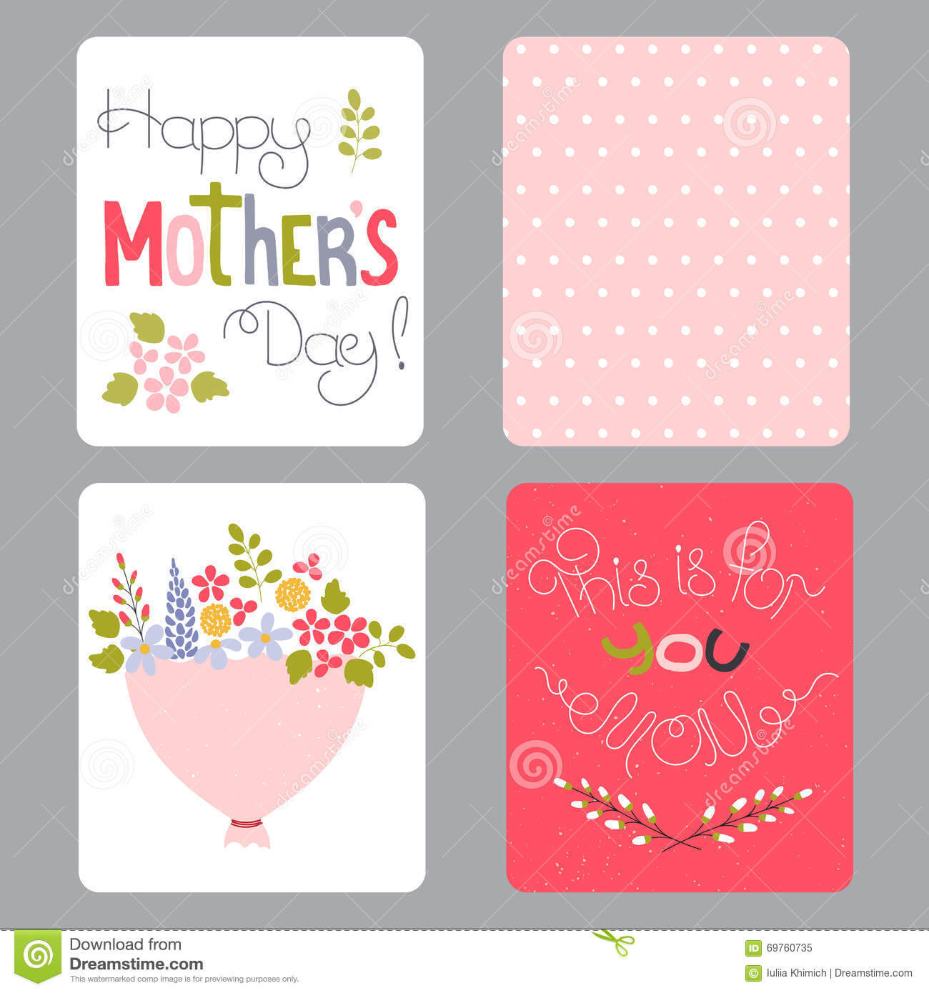 Mothers Day Set Of Cards Stock Vector. Illustration Of Party Pertaining To Mothers Day Card Templates