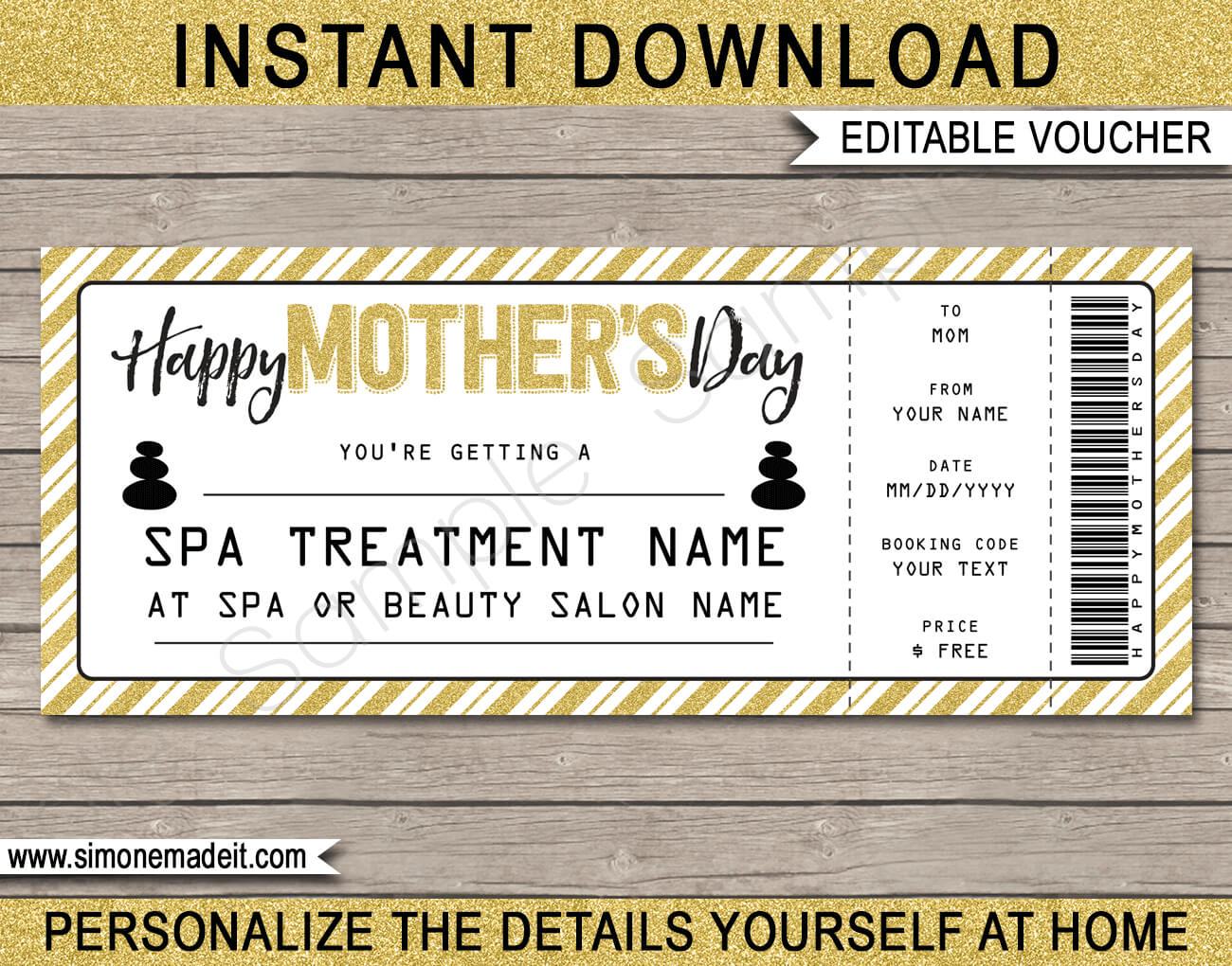 Mother's Day Spa Gift Voucher Regarding Spa Day Gift Certificate Template