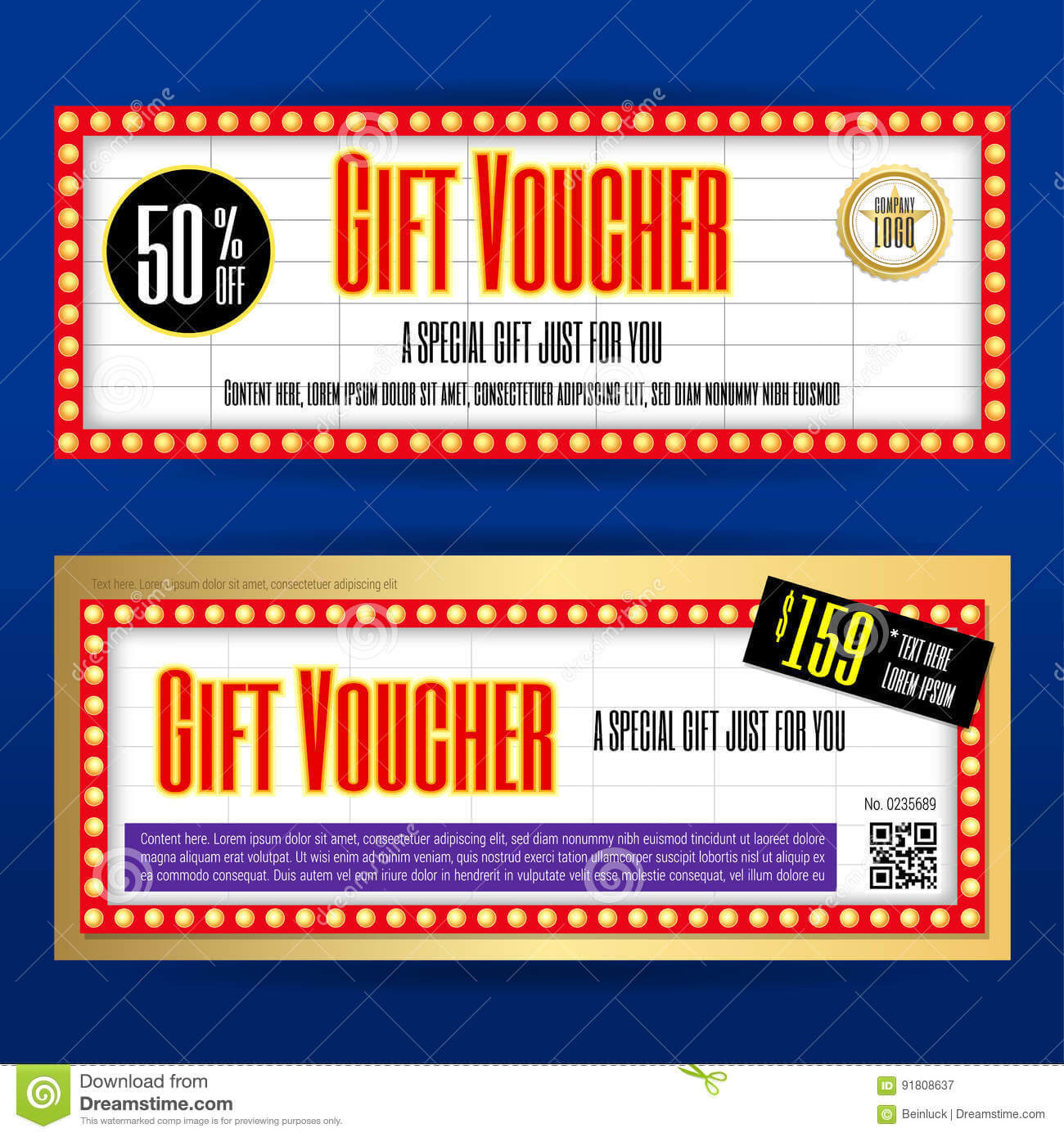 Movie Ticket Sign Theme Gift Voucher Or Gift Coupon Template Throughout Movie Gift Certificate Template